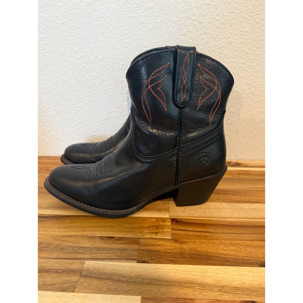 Ariat Darlin Black Leather Western Ankle Boots 10017325 Womens 7B - Picture 5 of 7